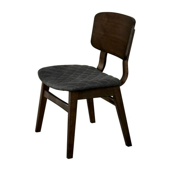 Allora 19.5" Mid-Century Wood Side Chair with Fabric in Walnut (Set of 2)