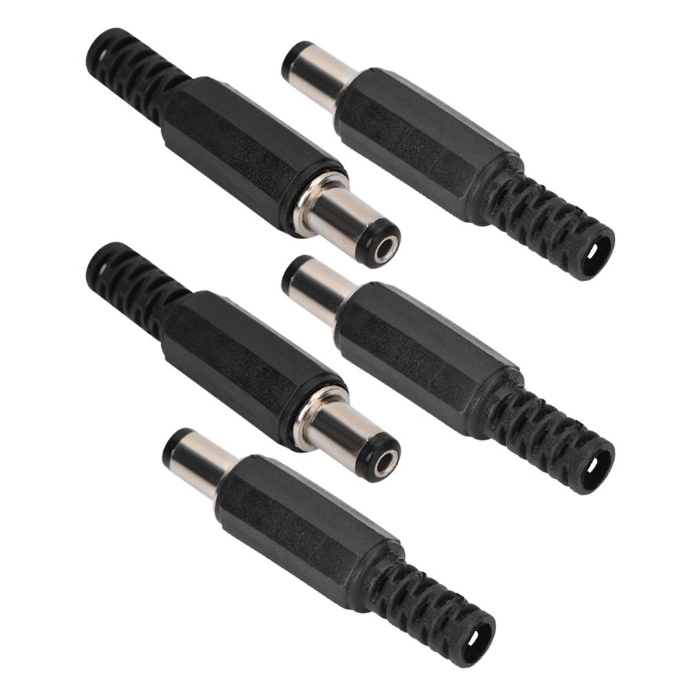 YLSHRF 5pcs 2.1mm x 5.5mm Male DC Power Plug Jack Coaxial Connector