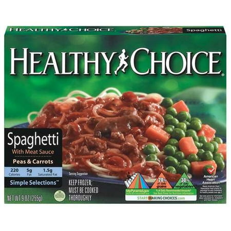 Healthy Choice Simple Selections: Spaghetti W/Meat Sauce Peas & Carrots Frozen Dinner, 9 oz