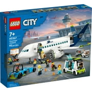 LEGO City Passenger Airplane 60367 Building Toy Set; Fun Airplane STEM Toy for Kids with a Large Airplane, Passenger Bus, Luggage truck, Container Loader, and 9 Minifigures