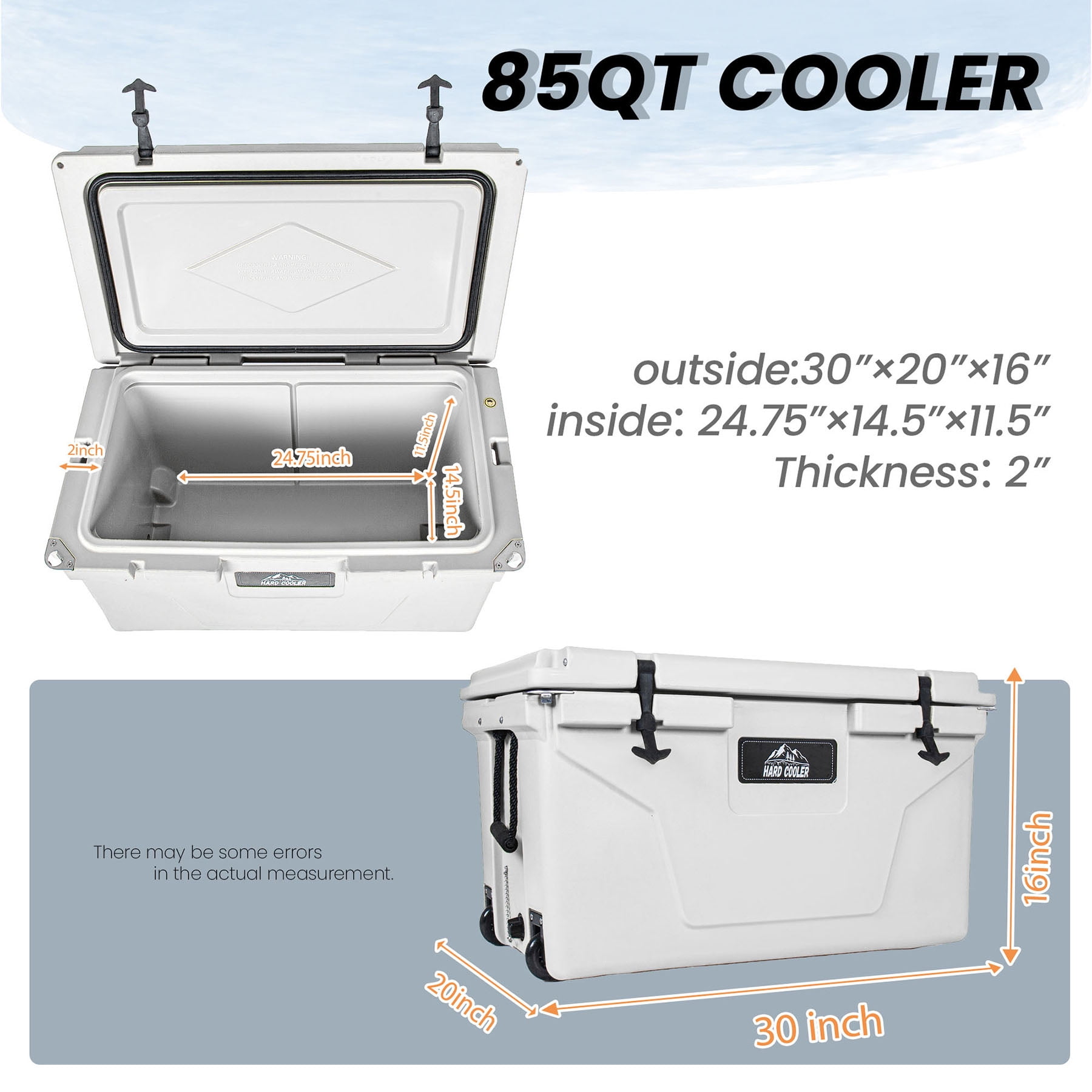 85Qt Bear-Resistant Rotomolded Cooler, Ultra-Tough Insulated Ice Chest with 6–10 Day Ice Retention for Camping, Fishing, Job Site, Off-Grid