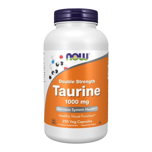 NOW Supplements, Taurine 1,000 mg, Double Strength, Nervous System Health*, 250 Veg Capsules