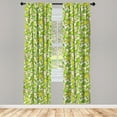 thumbnail image 4 of Ambesonne Forest Window Curtains, Bergamot Fruit and Flowers, Each 28" W x 95" L, Lime Green and Cream, 4 of 4