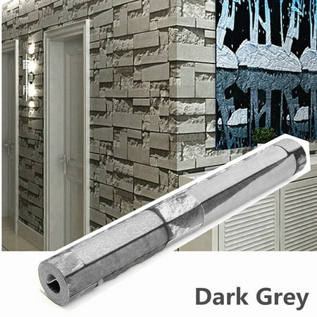 Dark Grey Brick Wallpaper Textured Waterproof for Home Design and Room Decoration, Supe r Large Size 10m x 0.53m / 393.7'' x