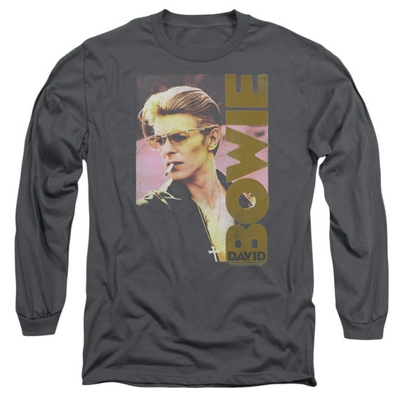 David Bowieokin Long Sleeve Adult 18/1 T-Shirt Charcoal