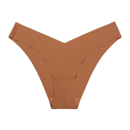 

Knosfe Thongs for Women Low Rise Panties T-Back Seamless Underwear Light Brown L