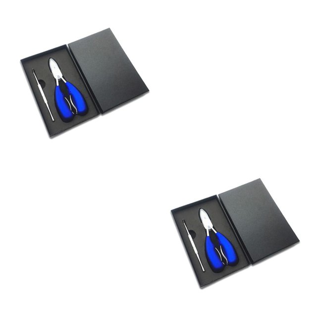 Soidarity Alicates para uñas, cutículas, manicura, pedicura, cortaúñas, acero inoxidable, resorte cargado, recorte, tijeras de recorte portátiles Azul 2piezas Soidarity CBP191941