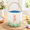 Blue, variant on Pink Easter Basket with Watercolor Rabbit Design, Large 9 Inch Burlap Fabric for Egg Hunts and Spring Decor
