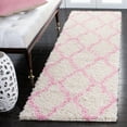 thumbnail image 3 of SAFAVIEH Dallas Logan Geometric Shag Runner Rug, Ivory/Light Pink, 2'3" x 14', 3 of 6