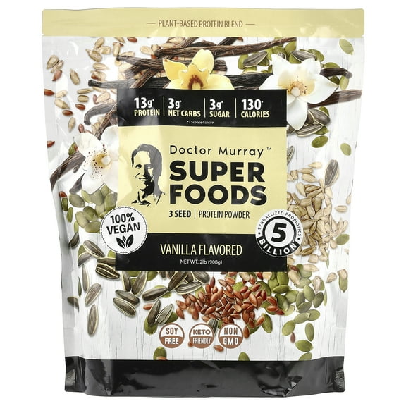 Dr. Murray's Super Foods, 3 Seed Protein Powder, Pumpkin   Flax   Sunflower, Vanilla, 2 lb (908 g)