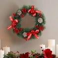 thumbnail image 4 of FastXmas 11.8 Inch Christmas Wreaths Decorations Red Flowers Pine-Needles and Pinecone Christmas Garland Hanging Ornaments Realistic Wreaths Decor for Door Winter Indoor Outdoor Christmas Party, 4 of 6