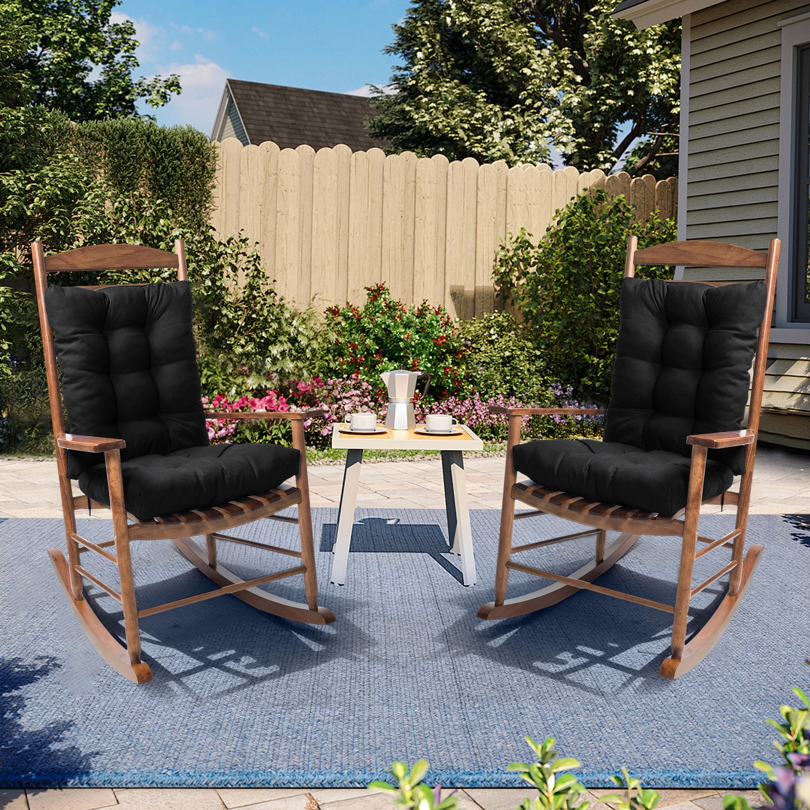 TOPCHANCES Water Resistant Rocking Chair with Non Slip Ties, 2 Piece
