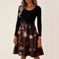 thumbnail image 6 of Christmas Dresses for Women Women's Casual Fashion Round Neck Long Sleeve Christmas Printed Party Vintage Long Dresses for Holiday Gathering,Wine,XL, 6 of 7
