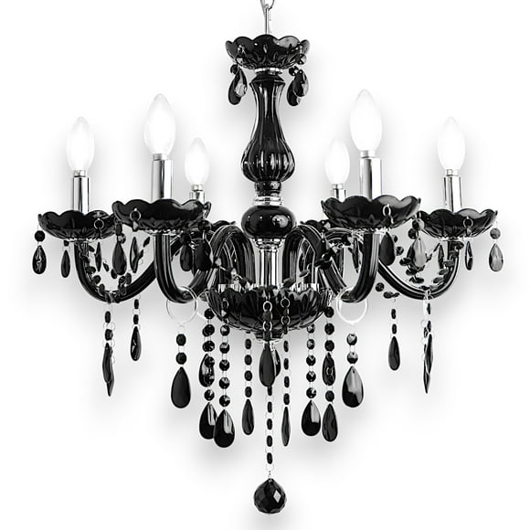 Candil de Techo Cristal Cortado D'Gala Iluminación DG8028 Negro de 6 Luces