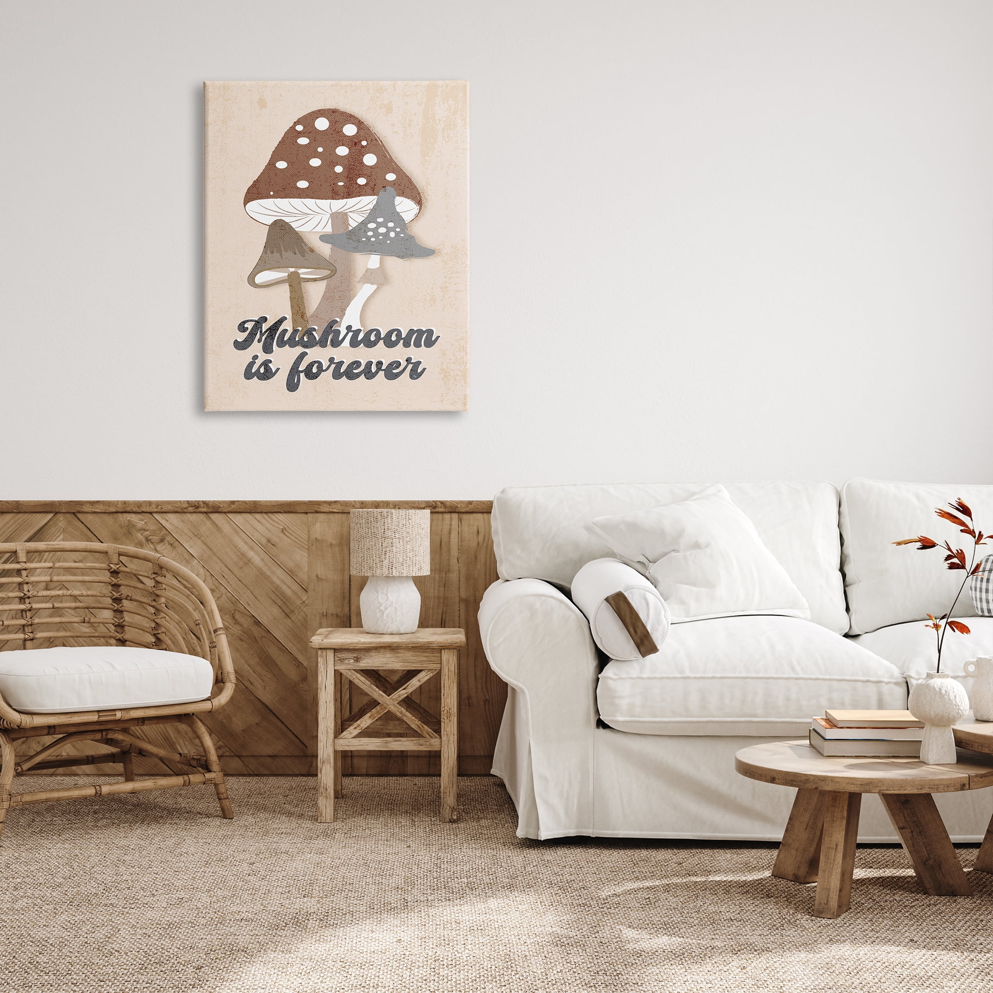 Stupell Industries Retro Mushroom is Forever Botanical & Floral Painting Gallery Wrapped Canvas Art Print Wall Art, 30 x 40
