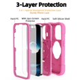 thumbnail image 2 of SaniMore for iPhone 15 Pro Case, Tri-layer Hybird PC TPU Heavy Duty Protective Cover with Tempered Glass Screen Protector (2PCS) + Rotating Ring Kickstand Drop Resistant Shockproof, Pink, 2 of 6