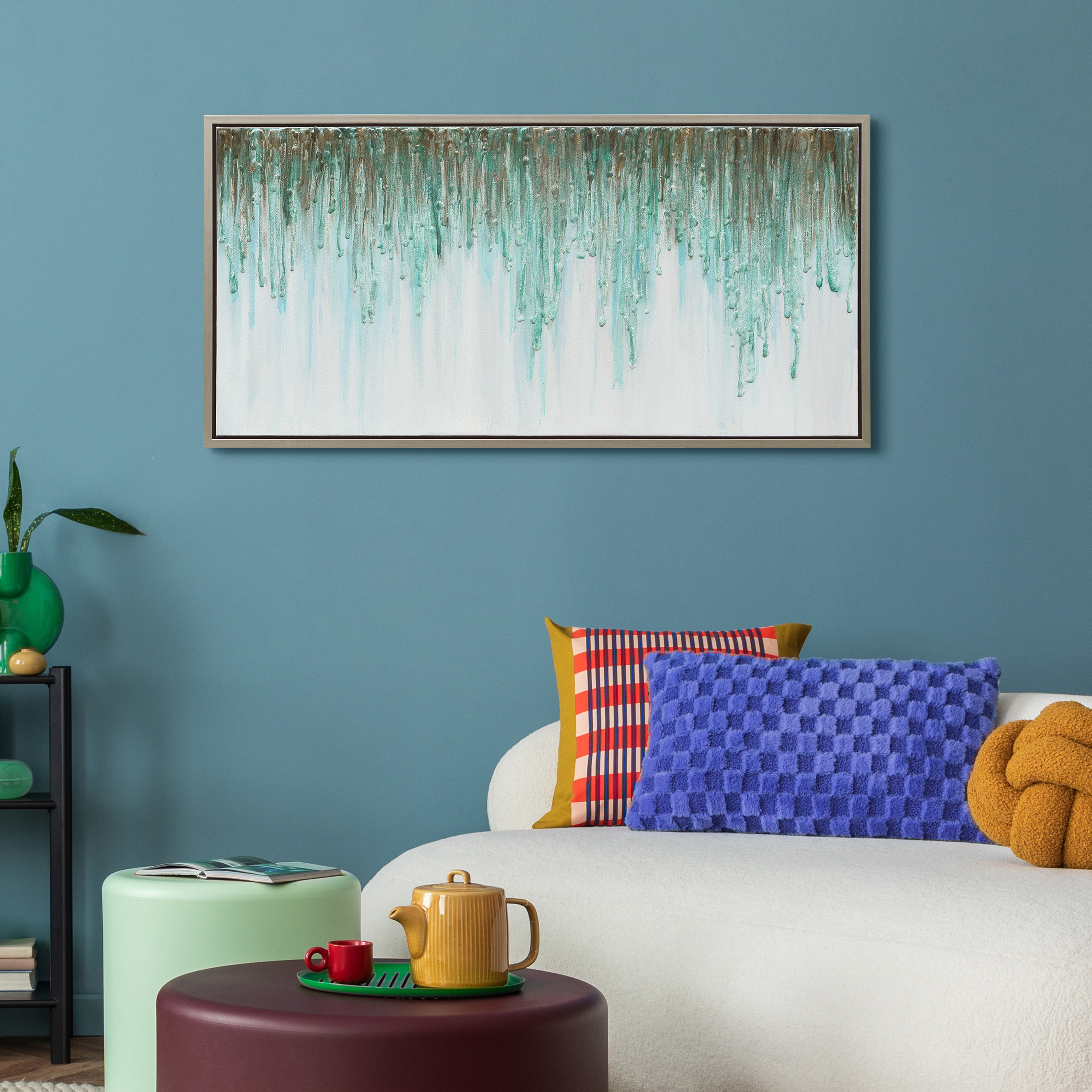 Empire Art Direct Green Frequency Textured Metallic Hand Painted Wall Art, 24" x 48" x 1.5", Ready to Hang