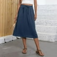 thumbnail image 4 of Difdany Women's Bohemian A-Line Elastic Waist Flowy Midi Skirt with Pockets Navy L, 4 of 8
