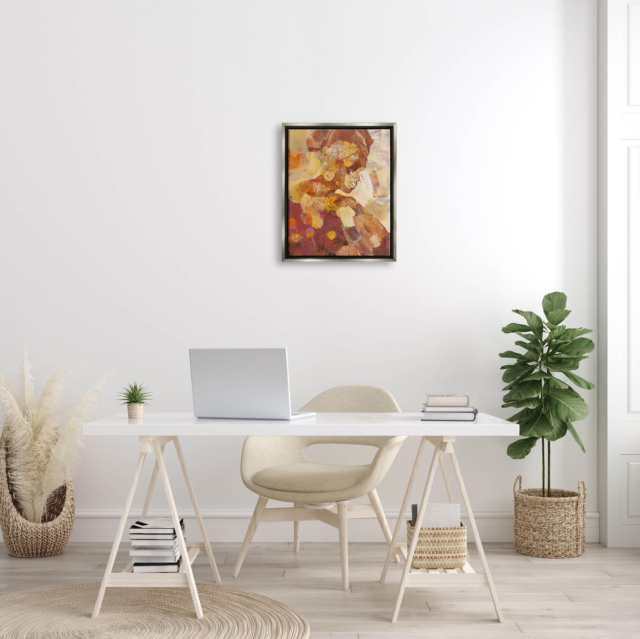 Stupell Industries Celebrate Beauty Abstract Portrait Painting Luster Gray Floating Framed Canvas Print Wall Art, Design by Albena Hristova