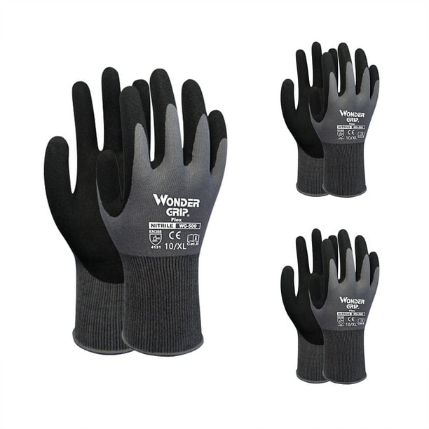 3-Pairs Nitrile Impregnated Work Gloves Safety Gloves for
