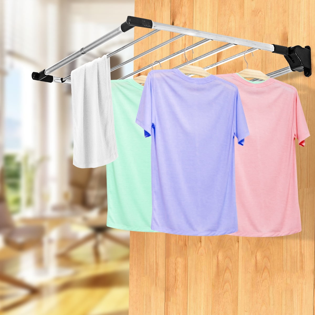 Indoor Wall-Mount Drying Rack, Wall Mounted Clothes Drying Rack Airer