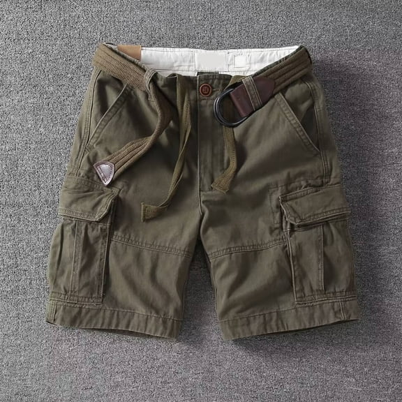 Conairie Men's Cargo Shorts Casual Stretch Work Shorts Breathable Summer Outdoor Tactical Shorts No Belt Army Green 30