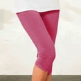 thumbnail image 5 of Mrat Women's Plus Size Capris Women's Summer High Waisted Solid Color Capris Matching Slim Fitting Yoga Gym Pants Checkered Pants Women S-5 Hot-Pink 3XL, 5 of 7