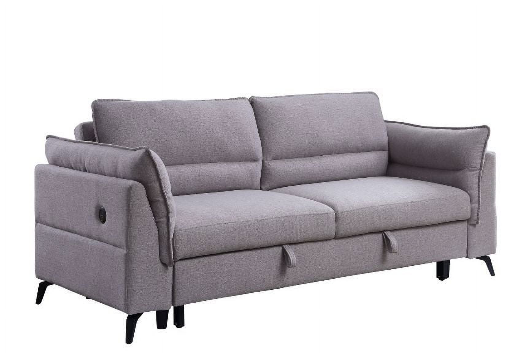 Gray Contemporary Living Room Furniture Pull-out Sleeper Sofa Built in USB Port - image 2 of 3