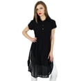 thumbnail image 1 of Bimba Femme Tunique Noire en Georgette Courte Kurta Kurti Blouse Décontractée Tenue d'Été, 1 of 9