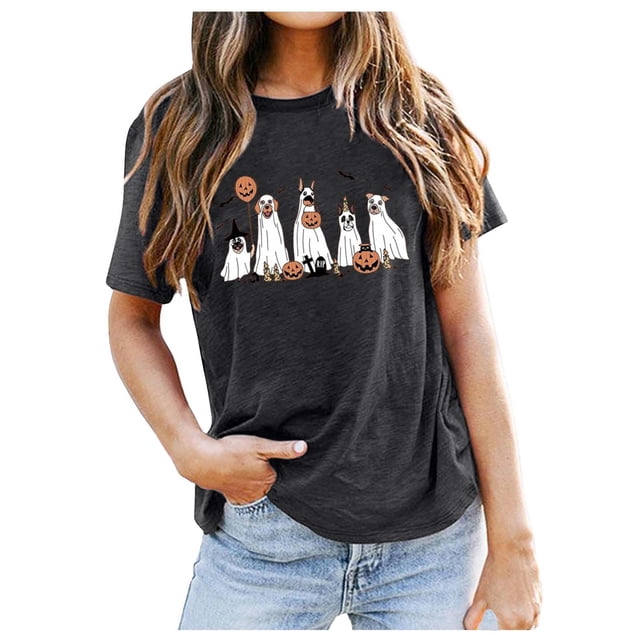 LUOGENLI Female T-shirts for Womens Women's Vintage Dog T Shirt Pup T Shirt T-shirts for Women Graphic Tee Summer Clothes Womens Funny T-shirts Graphic Tees St. Patrick's Day Black L