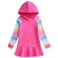 thumbnail image 2 of NAISIBABY Casual Dress for Girls, Peplum Ruffled Colorful Long Sleeve Fashion Hooded Sweatshirt Dress Hot Pink 5-6T, 2 of 3
