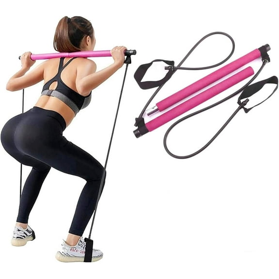 Pilates bar kit, Pilates Barbell kit with Resistance Band, Leg, Hip, Waist and arm Exercise Equipment, Sports and Fitness Equipment, Convenient Home Gym Exercise Equipment for Men and Women