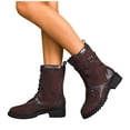 thumbnail image 6 of Wowcloth Women's Fashion Casual Retro Winter Mid-Calf Boots – Lace-Up Design with Single Row Buckle & Solid Color Mid Heel for Stylish Cold-Weather Footwear, 6 of 9