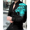 thumbnail image 1 of Camisa de diseño de moda para hombre con estampado de estrellas, color morado, azul y dorado, de lujo, para uso social, con solapa, talla grande, informal, de manga larga, 1 of 6