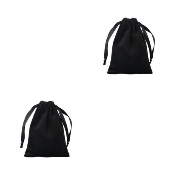 Ounissouiy Bolsas de joyería súper suaves, bolsas con cordón fáciles de usar y que ahorran espacio, bolsas de regalo para dulces reutilizables negro 2Conjunto