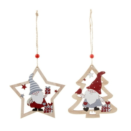 

Christmas Wooden Pendant Hollow Painted Santa Star Christmas Tree Decoration DIY Ornaments decor christmas decorations indoor home decor outdoor christmas decorations clearance