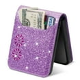 thumbnail image 3 of Wallet Case for Galaxy Z Flip 5, Glitter Bling Flip Folio Leather Protective Magnetic Stand Zipper Purse Phone Cover with Card Slot Holder Wrist Strap for Women For Samsung Galaxy Z Flip 5,
Purple, 3 of 7
