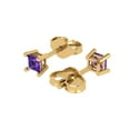 thumbnail image 2 of Clara Pucci 0.5Ct Natural Amethyst Princess Cut VVS1 Push Back Stud 18k Solid hypoallergenic Gold Designer Earrings For February, 2 of 7