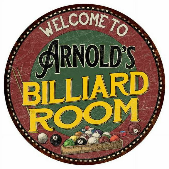 Arnold's Billiard Room 12" Round Metal Sign Kitchen Wall Décor 200120033247
