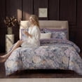 thumbnail image 5 of 100% Cotton Duvet Cover – Purple Vintage Floral Duvet Cover Set with Zipper Closure & Corner Ties, 3-Piece Luxury & Silky Soft Bedding Set for All Seasons, 5 of 8