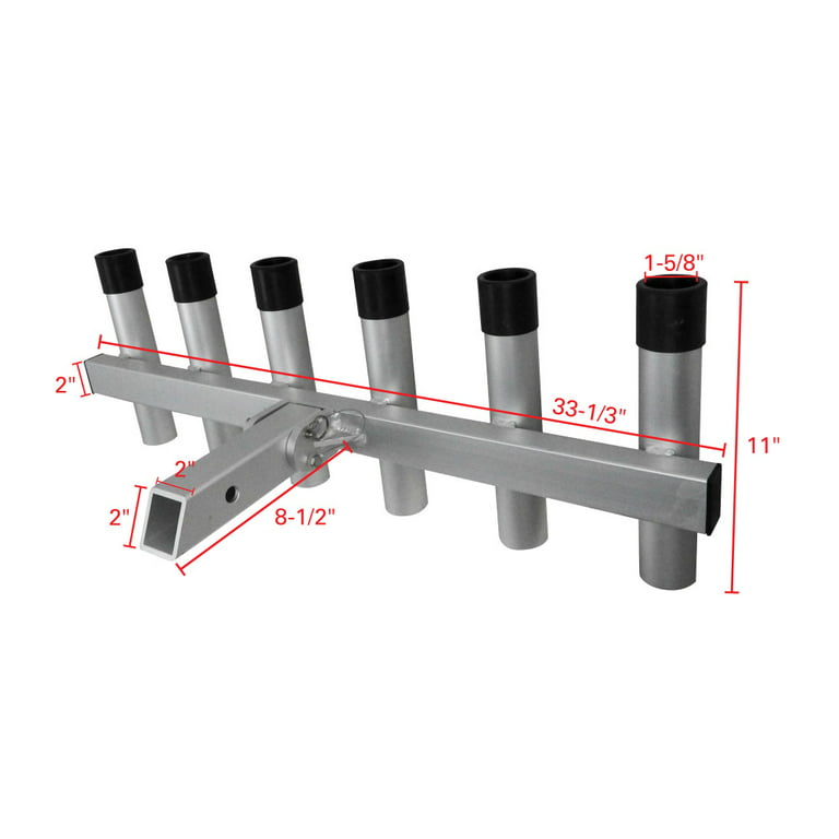 Extreme Max 3005.4275 Aluminum Pivoting Fishing Rod Holder for 2 Hitch  Receivers - 6-Rod Capacity