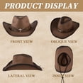 thumbnail image 5 of COOPLUS Womens Straw Cowgirl Hat Wide with Shapeable Brim Western Cowboy Sun Hat for Women, 5 of 7