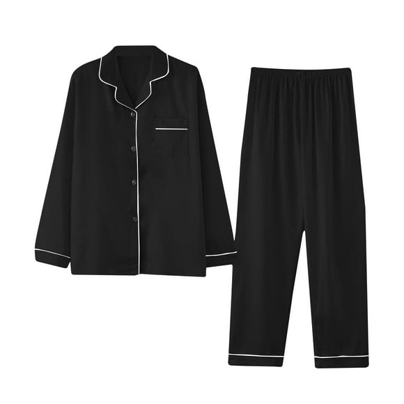 Weiqiqre Womens Satin Pajamas Set, 2 Pieces Silky Pjs Long Sleeve + Pants Sleepwear for Mom