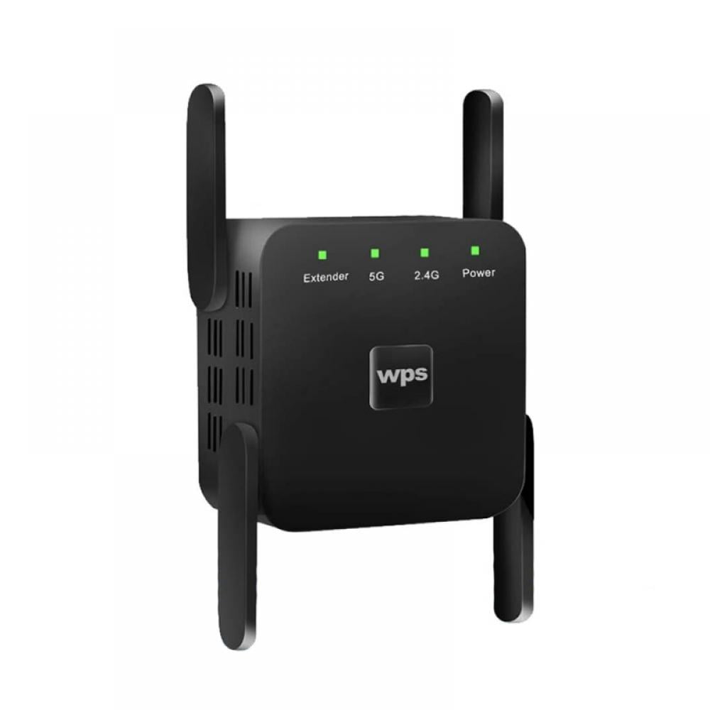 Wireless Signal Repeater Booster 4 Antennas 360° Full Coverage WPS Easy Setup Extend The WiFi Signal to Smart Home 1200Mbps WiFi Range Extender Dual Band 2.4G and 5G Signal Expander 
