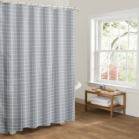 Htovila 72 * 72'' 100% Polyester Decorative Privacy Protection Bathroom Curtain Waterproof Mold-proof Anti-Bacterial Shower Curtain with 12pcs