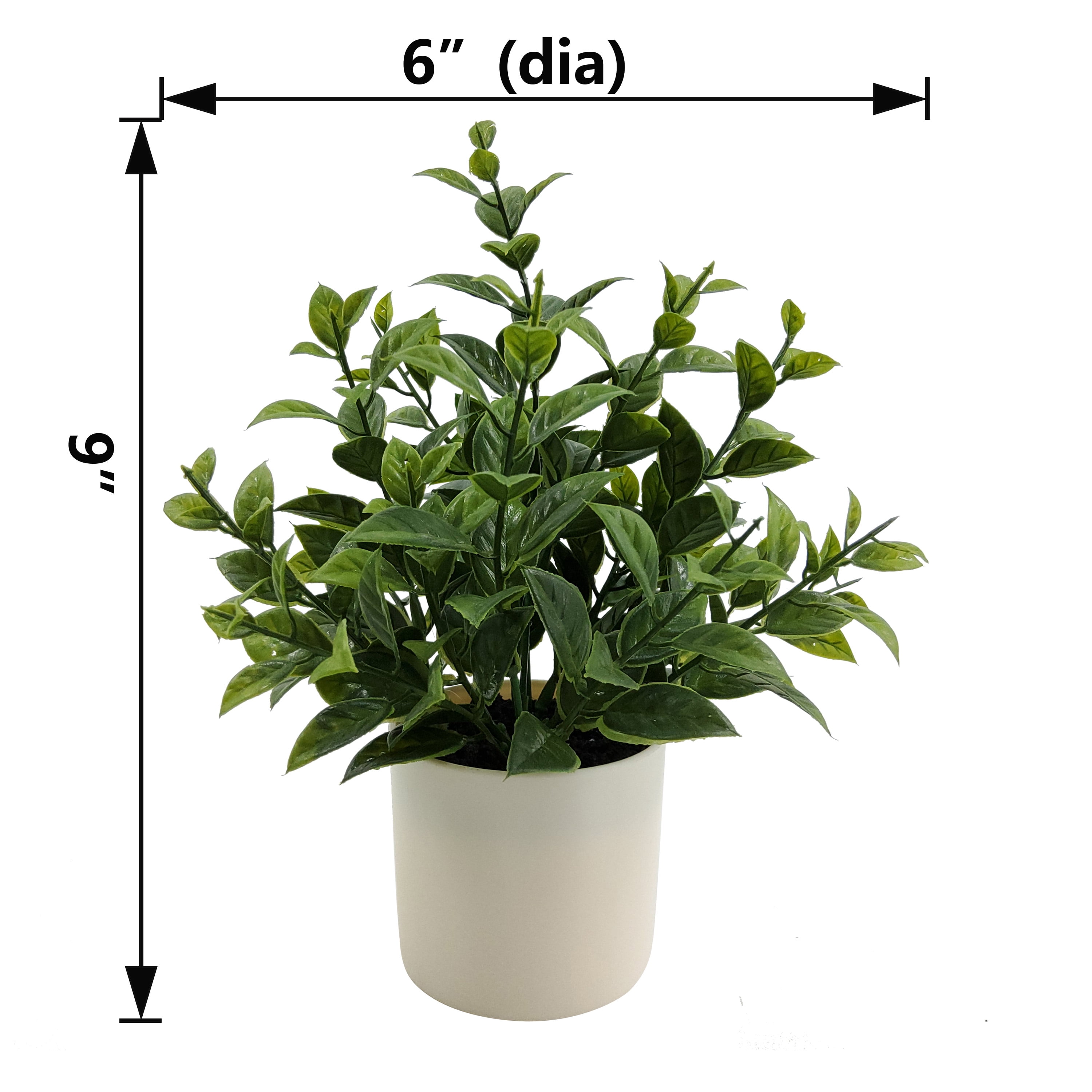 Mainstays Indoor Artificial 9in Tea Leaf in Pot, Green Color.