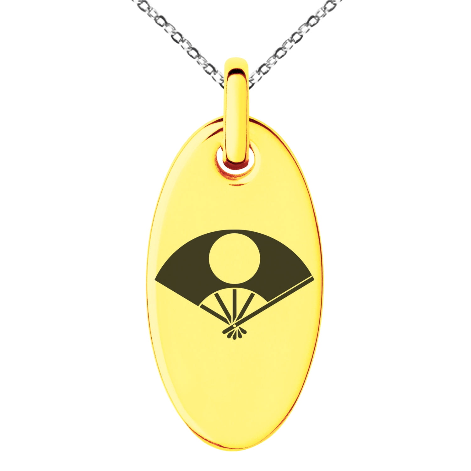 Stainless Steel Satake Samurai Crest Engraved Small Oval Charm Pendant ...