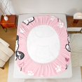 thumbnail image 4 of Manfei Cartoon Cat Fitted Sheet Full, Kawaii Animal Bed Set, Pink, 3-Piece, 1 Fitted Sheet and 2 Pillowcases, 4 of 6