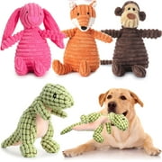 Deago 4 Pack Dog Plush Toys Dog Squeaky Toys Puppy Pet Mutt Dog Toys Chew Toys for Small Medium Large Dogs