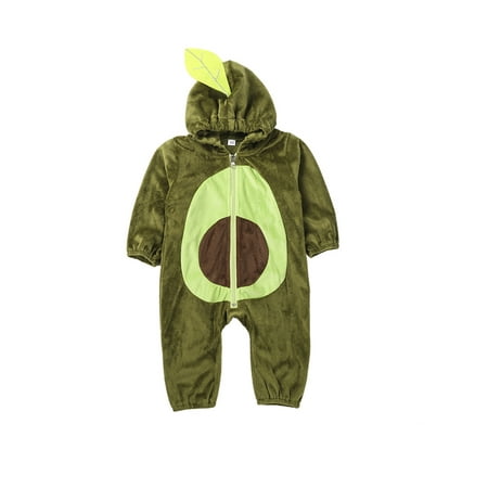 

Xingqing Kids Long Sleeve Avocado Hooded Fruit Romper Jumpsuit Costume